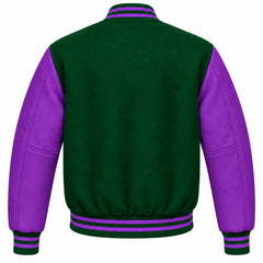 Forest Green and Purple Wool Varsity Jacket