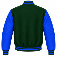 Forest Green and Royal Blue Wool Varsity Jacket