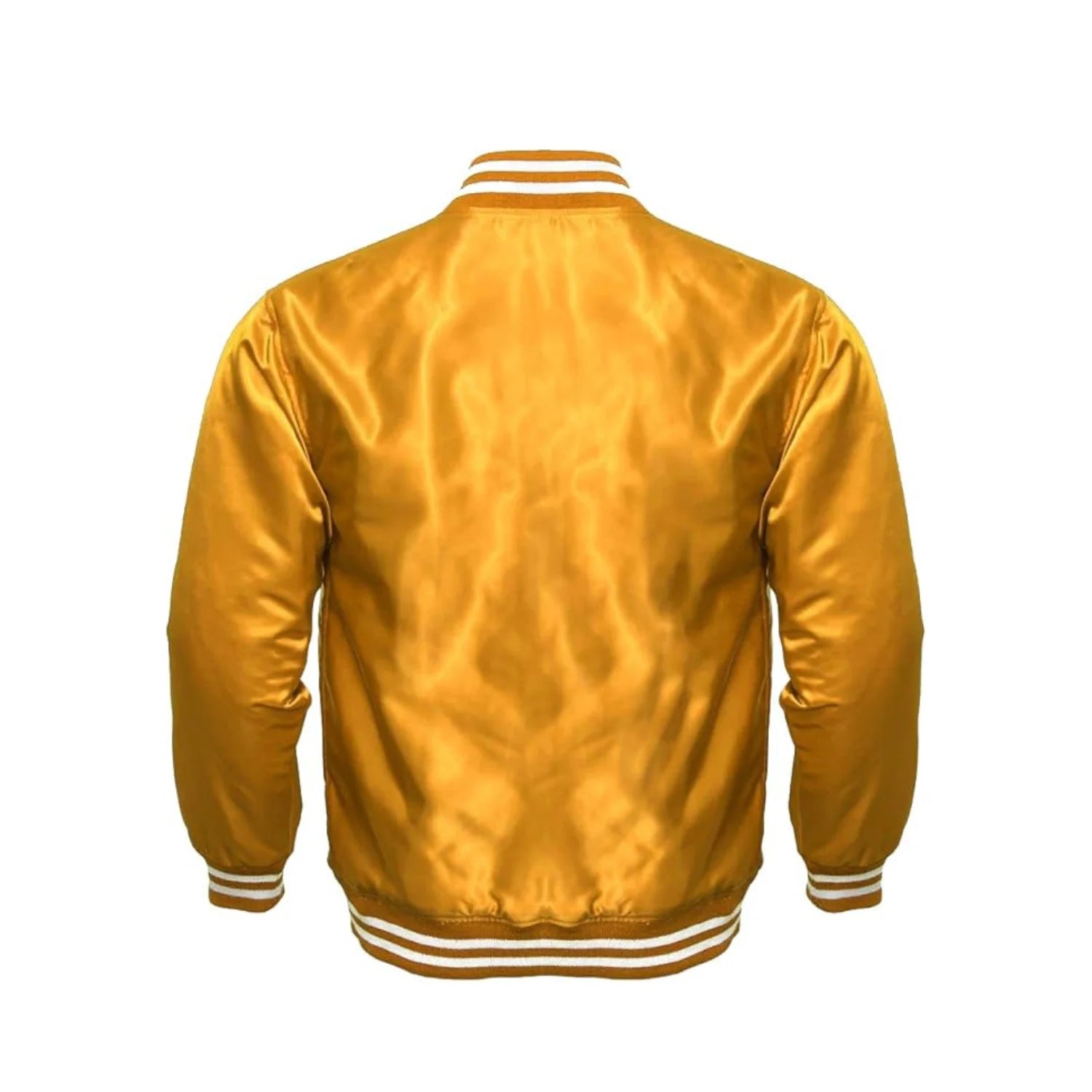 Gold Satin Varsity Jacket Back Side