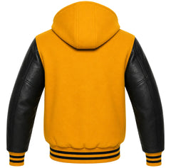 Gold and Black Varsity Jacket with Hood