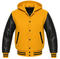 Gold and Black Varsity Jacket with Hood