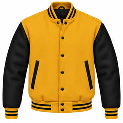 Gold and Black Wool Varsity Jacket