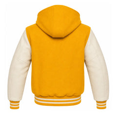 Gold and Cream Hooded Varsity Jacket