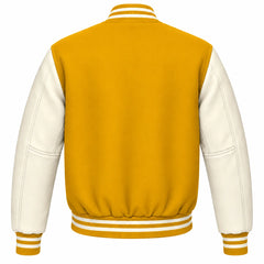 Gold and Cream Wool Varsity Jacket