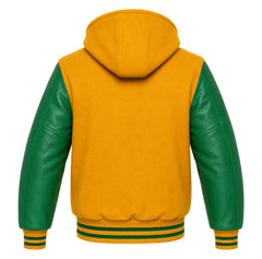 Gold and Green Hooded Varsity Jacket