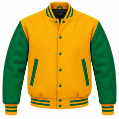 Gold and Green Wool Varsity Jacket
