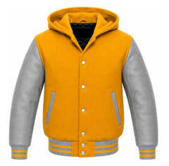 Gold and Grey Hooded Varsity Jacket