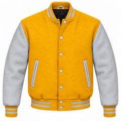 Gold and Grey Wool Varsity Jacket