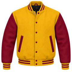 Gold and Maroon Wool Varsity Jacket