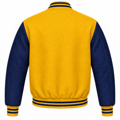 Gold and Navy Blue Wool Varsity Jacket