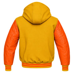 Gold and Orange Varsity Jacket with Hood
