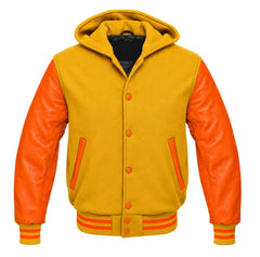 Gold and Orange Varsity Jacket with Hood