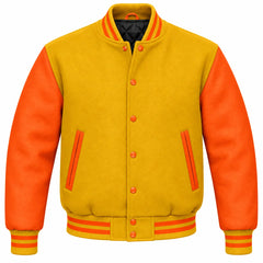 Gold and Orange Wool Varsity Jacket