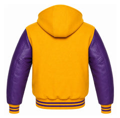 Gold and Purple Hooded Varsity Jacket
