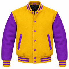 Gold and Purple Wool Varsity Jacket