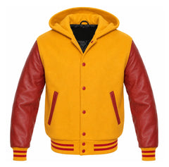 Gold and Red Hooded Varsity Jacket