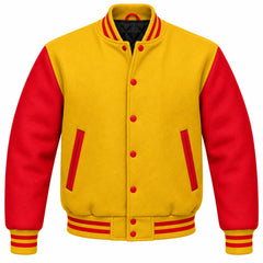 Gold and Red Wool Letterman Jacket
