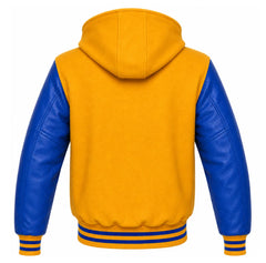 Gold and Royal Blue Hooded Varsity Jacket