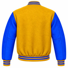 Gold and Royal Blue Wool Varsity Jacket