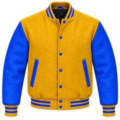 Gold and Royal Blue Wool Varsity Jacket