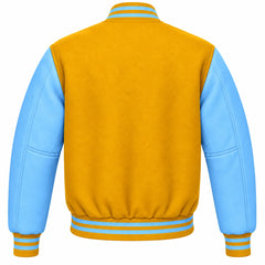 Gold and Sky Blue Wool Varsity Jacket