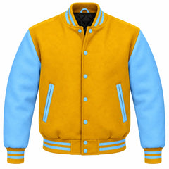 Gold and Sky Blue Wool Varsity Jacket
