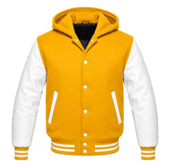 Gold and White Hooded Varsity Jacket
