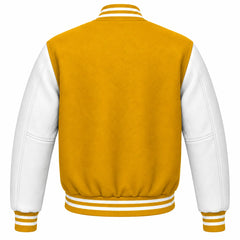 Gold and White Wool Letterman Jacket