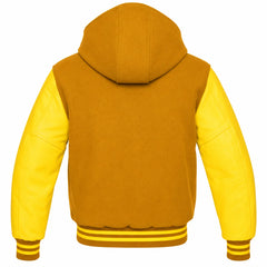 Gold and Yellow Letterman Jacket with Hood