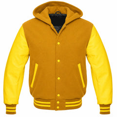 Gold and Yellow Letterman Jacket with Hood