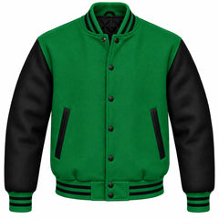 Green and Black Wool Varsity Jacket