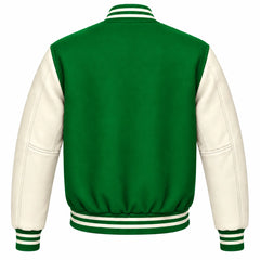 Green and Cream Wool Varsity Jacket