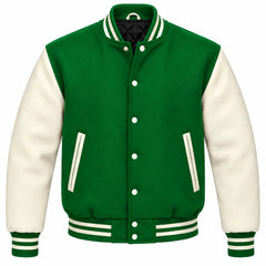 Green and Cream Wool Varsity Jacket