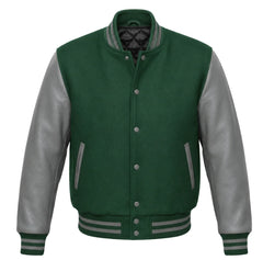 Green and Grey Letterman Jacket