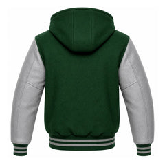 Green and Grey Varsity Jacket with Hood