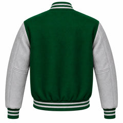 Green and Grey Wool Letterman Jacket