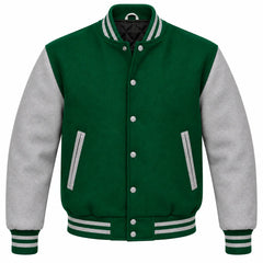 Green and Grey Wool Letterman Jacket