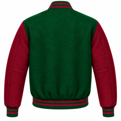 Green and Maroon Wool Varsity Jacket