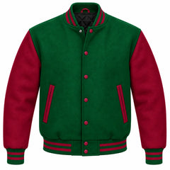 Green and Maroon Wool Varsity Jacket