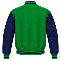 Green and Navy Blue Wool Varsity Jacket