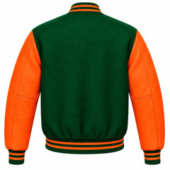 Green and Orange Wool Varsity Jacket