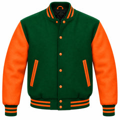 Green and Orange Wool Varsity Jacket
