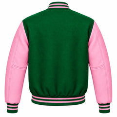 Green and Pink Wool Varsity Jacket