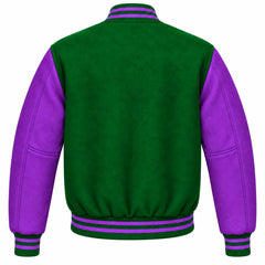 Green and Purple Wool Letterman Jacket