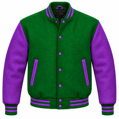 Green and Purple Wool Letterman Jacket