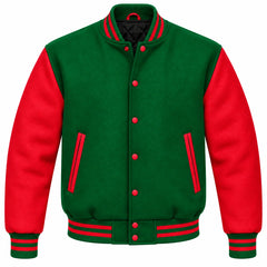 Green and Red Wool Varsity Jacket