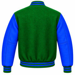 Green and Royal Blue Wool Letterman Jacket