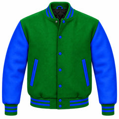 Green and Royal Blue Wool Letterman Jacket