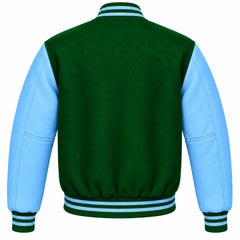 Green and Sky Blue Wool Varsity Jacket