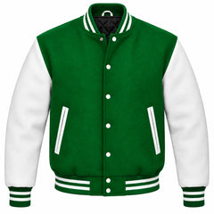 Green and White Wool Varsity Jacket